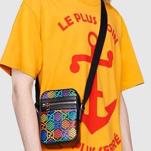 Gucci Black Psychedelic Print Canvas Messenger